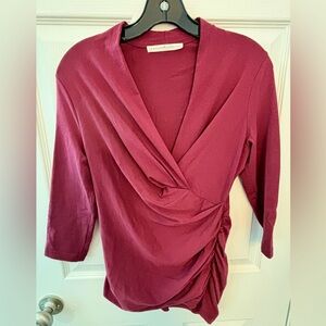 Peruvian Connection Long Sleeve Cyprus Top, Size S Wine NWOT